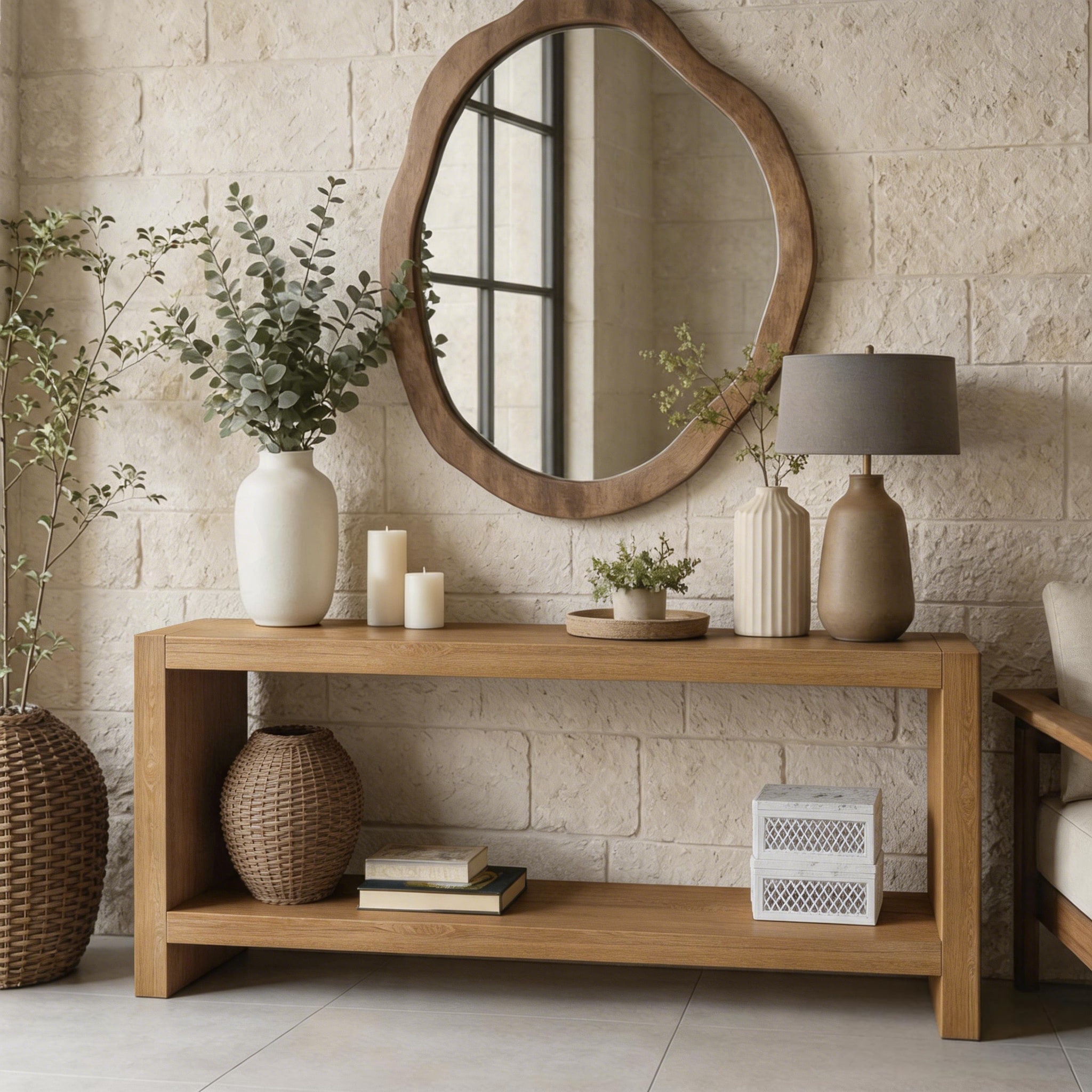 63" Farmhouse Console Table, Rustic Entryway Table with Wood Veneer, Vintage Sofa Table for Behind Couch