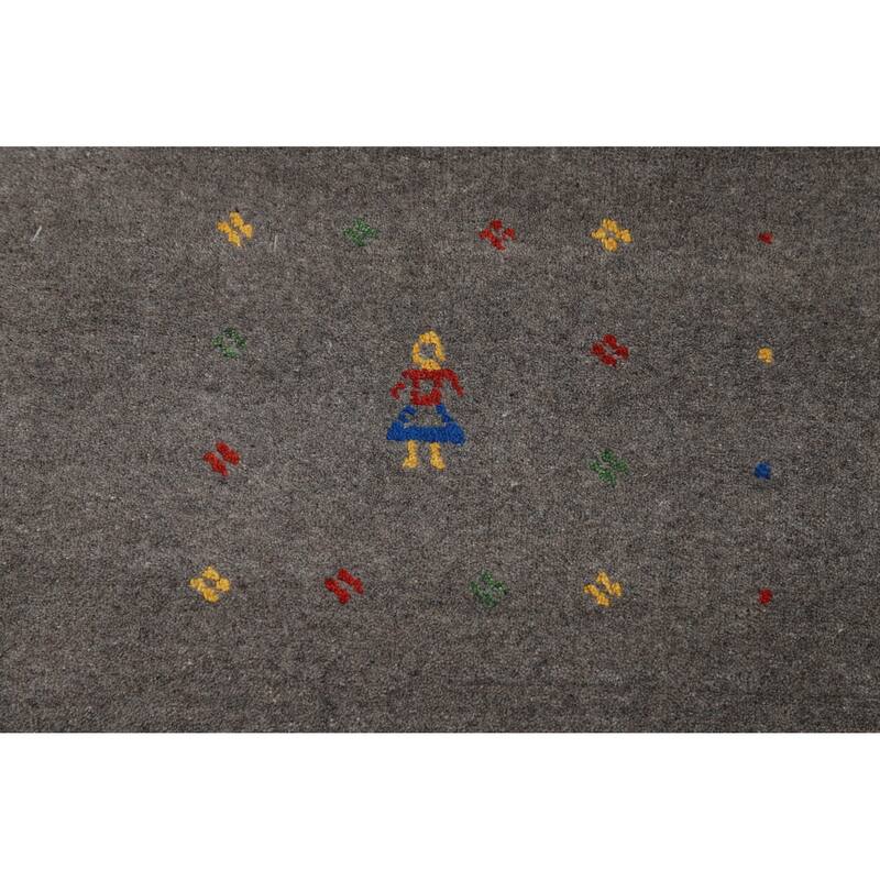 Tribal Gray Gabbeh Oriental Area Rug Handmade Wool Carpet - 8'2" x 9'11"