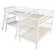 preview thumbnail 3 of 13, Twin Size L-Shaped Bunk Bed with Ladder, Slatted Wood Design for 4, Full-Length Guardrail for Kids Teens