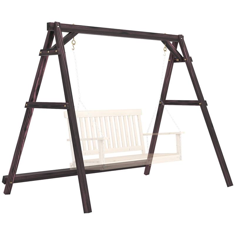 Outsunny 770lbs Porch Swing Frame, Heavy Duty A-Frame Wooden Swing Stand , Freestanding Hanging Chair Stand Only