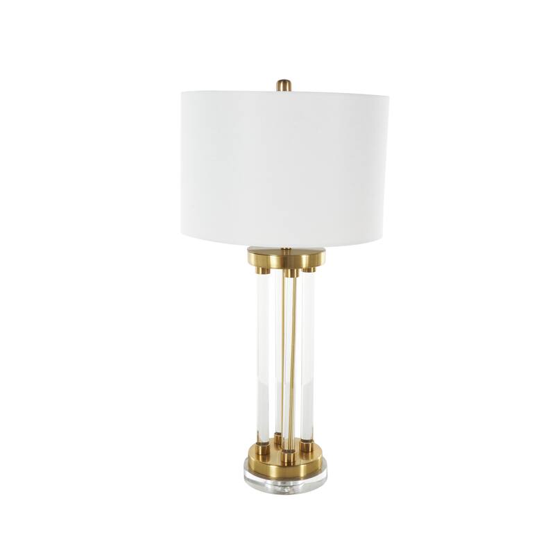 Clear Crystal Rods Room Table Lamp with Gold and Silver Base
