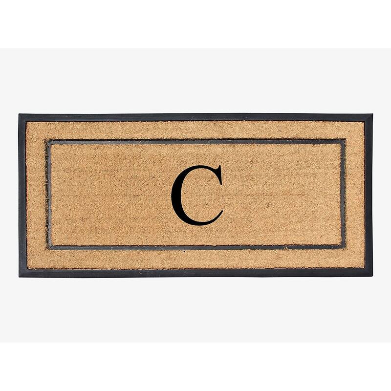 A1HC Natural Coir Monogrammed Door Mat for Front Door, Durable Large Outdoor Rug, Heavy Duty Welcome Doormat - 24" X 48" - C