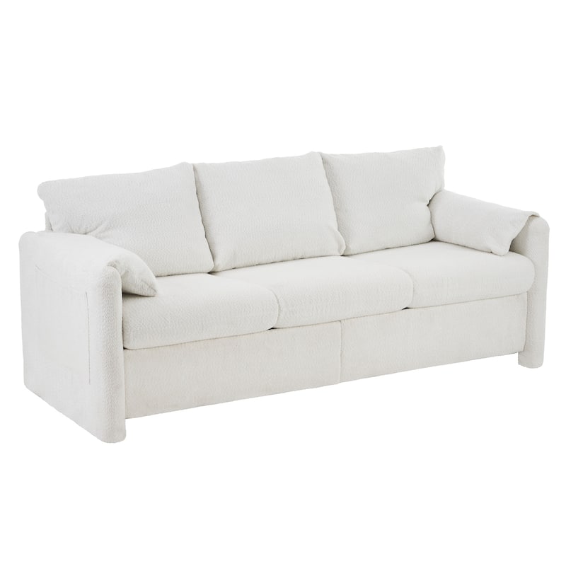3-Seater Sofa 77" Chenille Couch - Plush Triple Seater Sofa with High-Density Foam Cushions, Deep Seat Living Room Couch