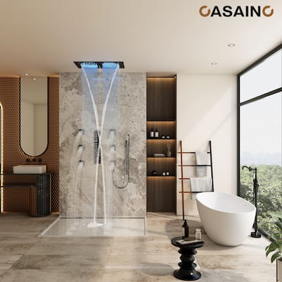 6-Function LED 64-Color with Music Deluxe Thermostatic Shower System