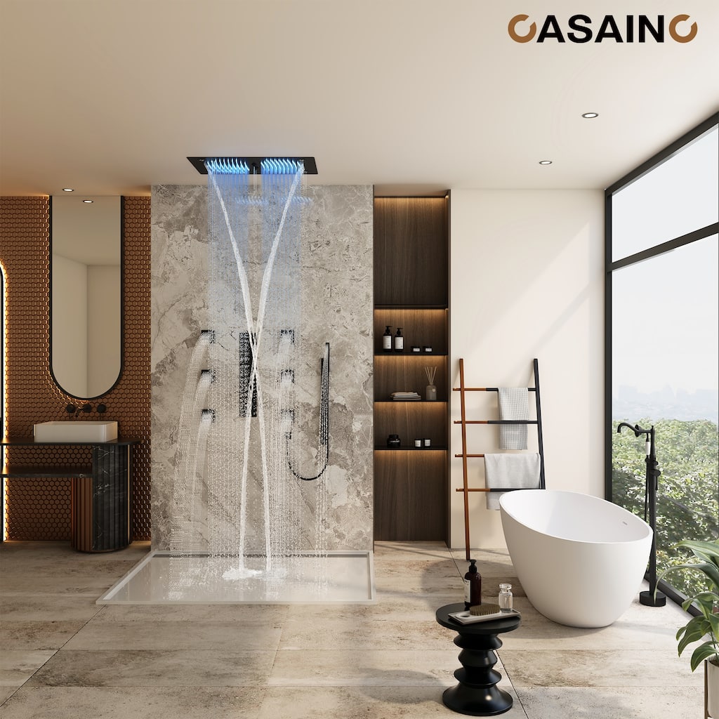 6-Function LED 64-Color with Music Deluxe Thermostatic Shower System