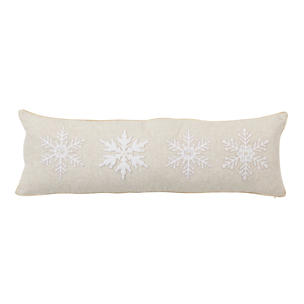 Embroidered Snow Flake Throw Pillow