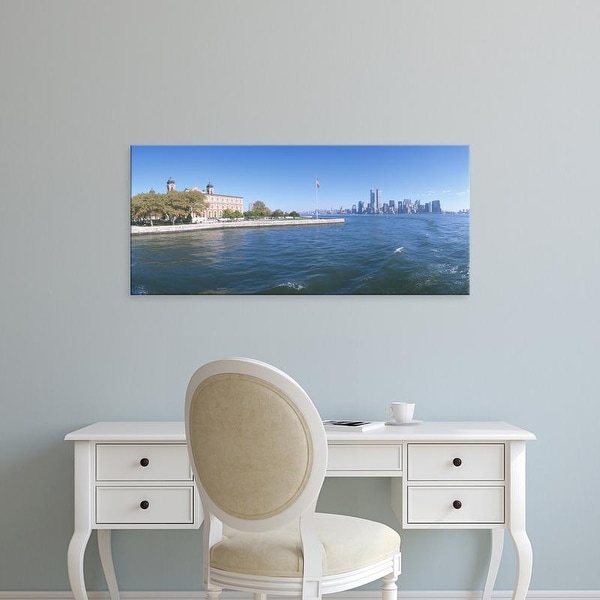 Easy Art Prints Panoramic Images's 'Ellis Island, Manhattan Skyline, New York' Premium Canvas Art