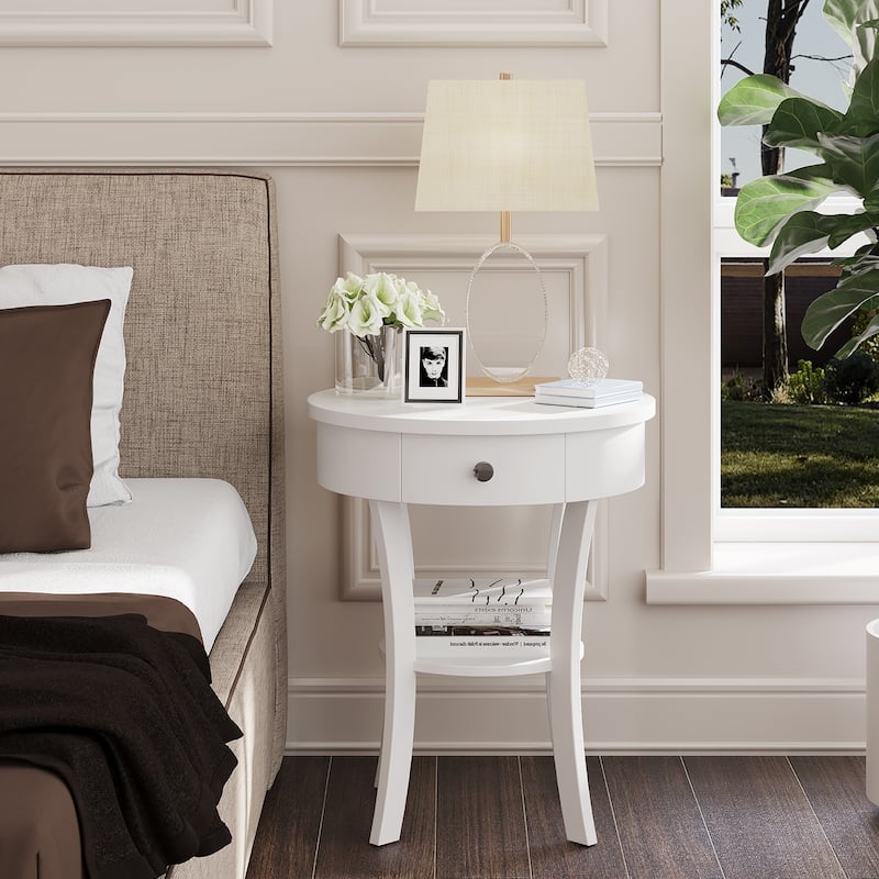 Costway 2 PCS 2-tier Side End Sofa Table Round Nightstand Bedroom - See Details