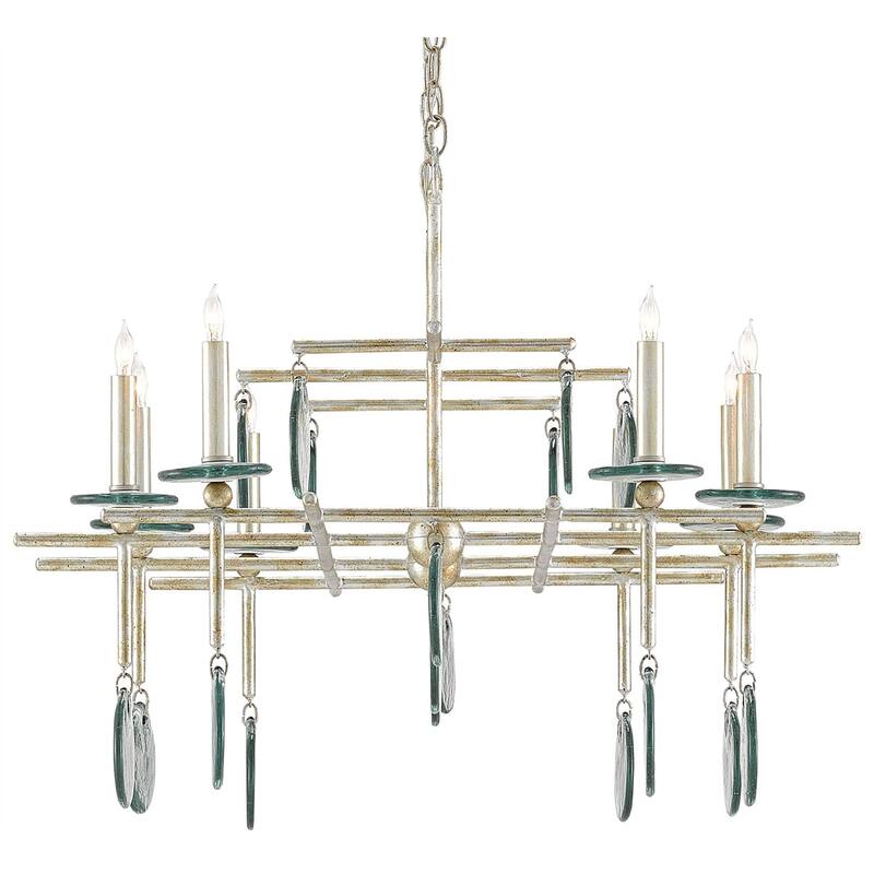 Currey & Company Sethos Silver Rectangular Chandelier - 23"h x 42"w x 30"d