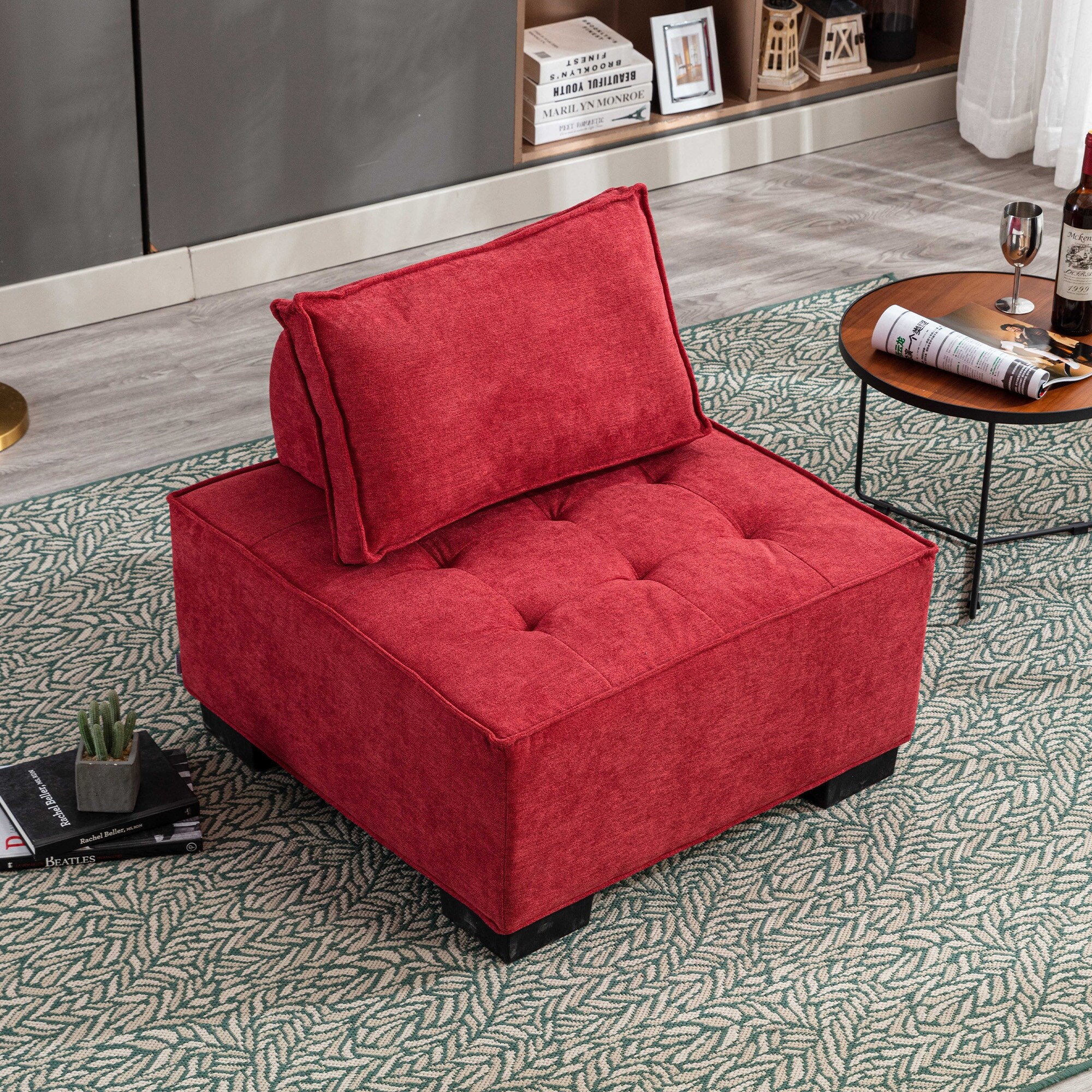 Red oversized chair and ottoman 2025