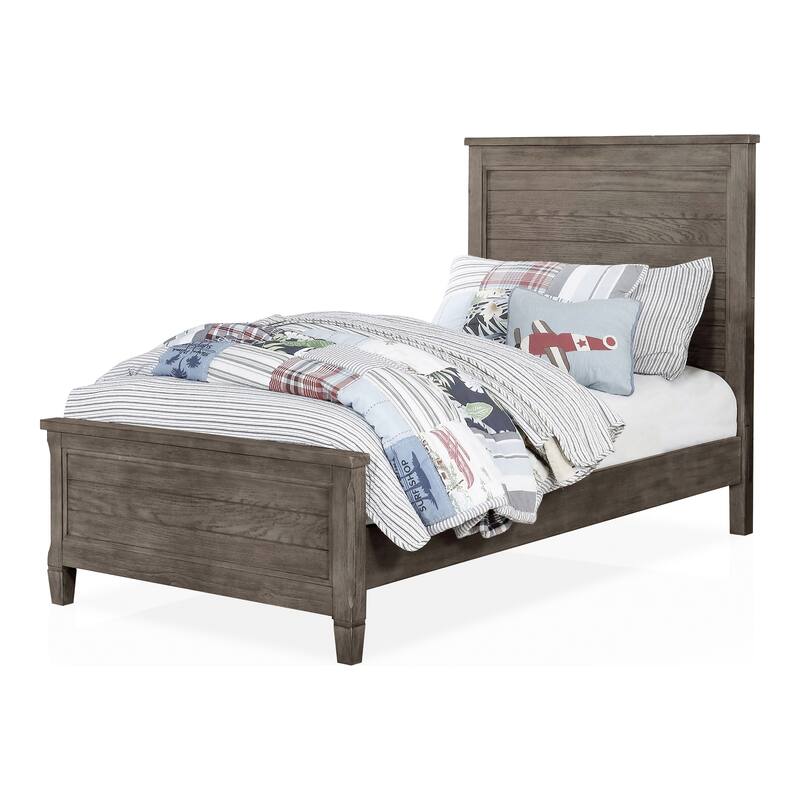 Furniture of America Lanister Wood Wire-Brushed Warm Grey Kids Panel Bed