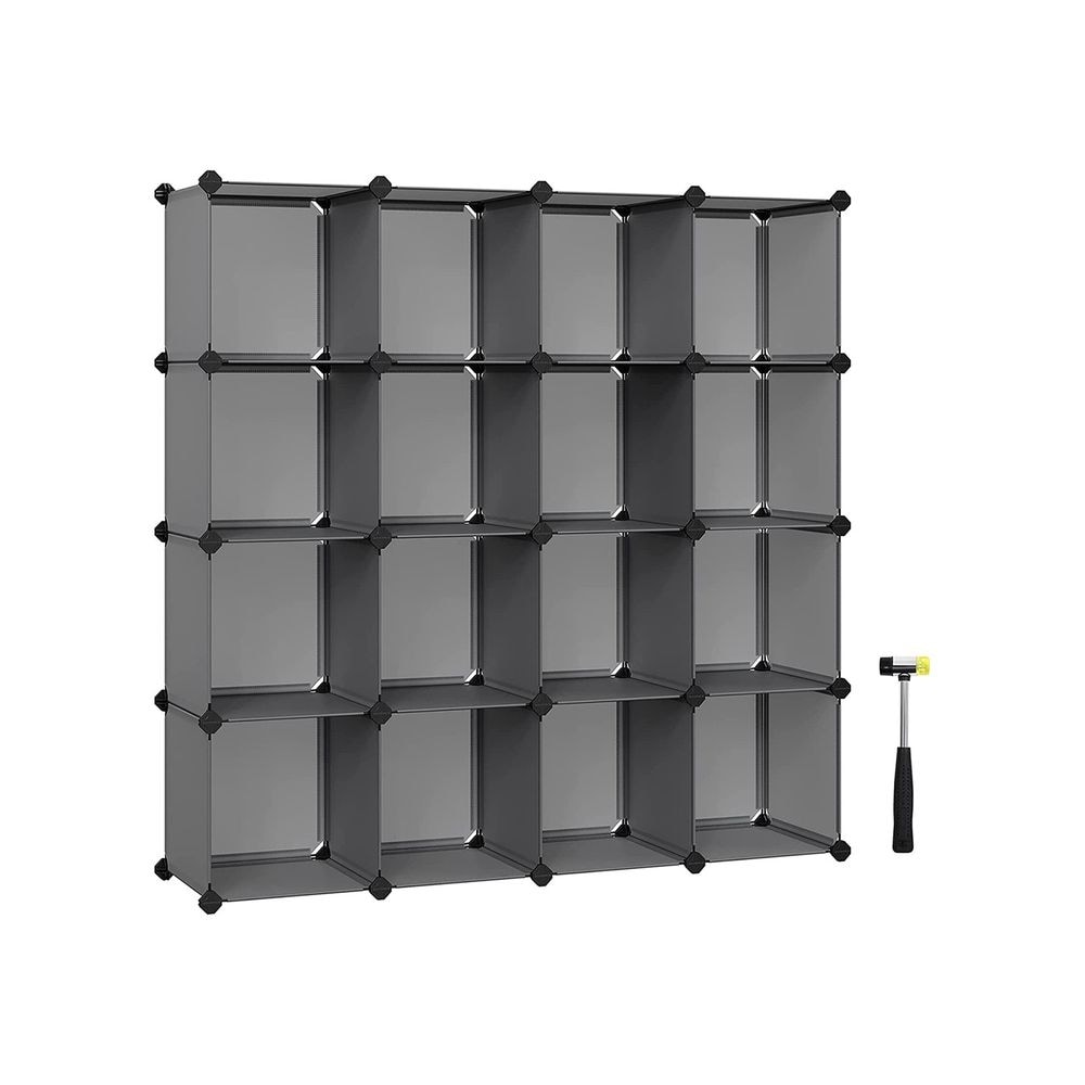 16 Plastic Cube Storage Organizer-Black