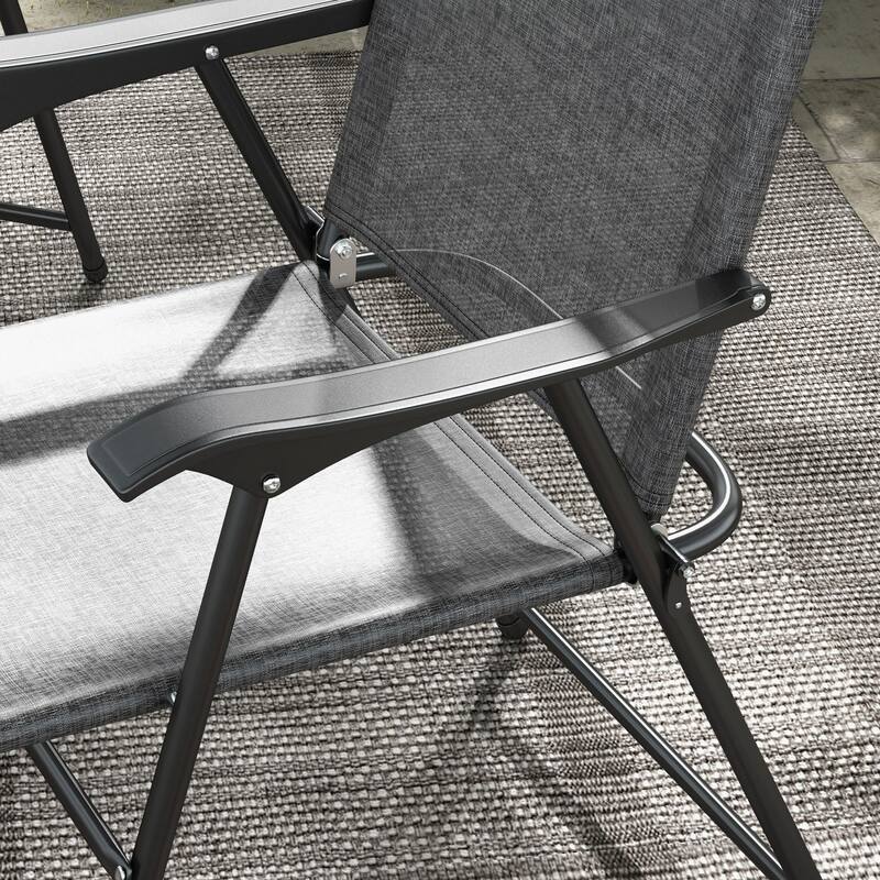 Outsunny Folding Patio Chairs, Set of 4 Camping Chairs with Armrests