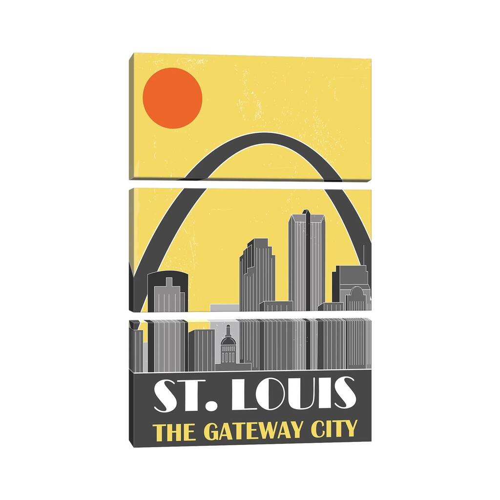 iCanvas "St. Louis, Yellow" by Fly Graphics 3-Piece Canvas Wall Art Set