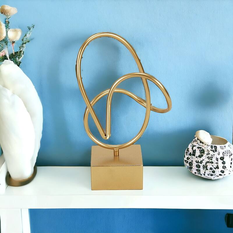 HomeRoots 12" Gold Metal Hand Painted Sculpture - 6.5' X '11.75' X '4.75 - 6.5' X '11.75' X '4.75
