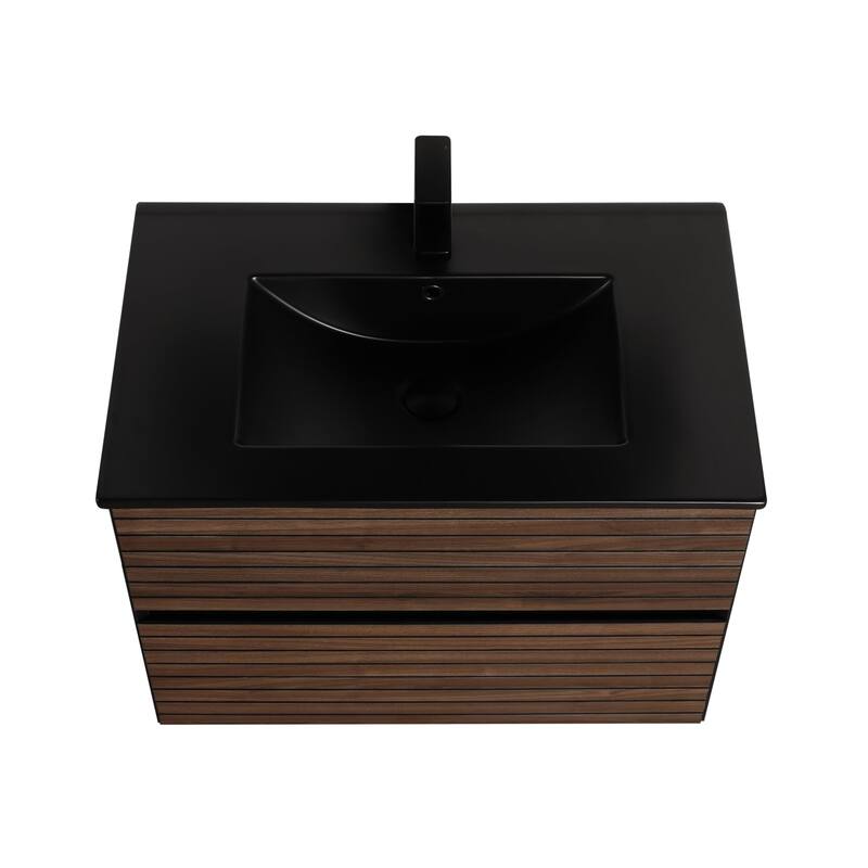 Blossom Annecy 30" Floating Bathroom Vanity with Black Ceramic Sink