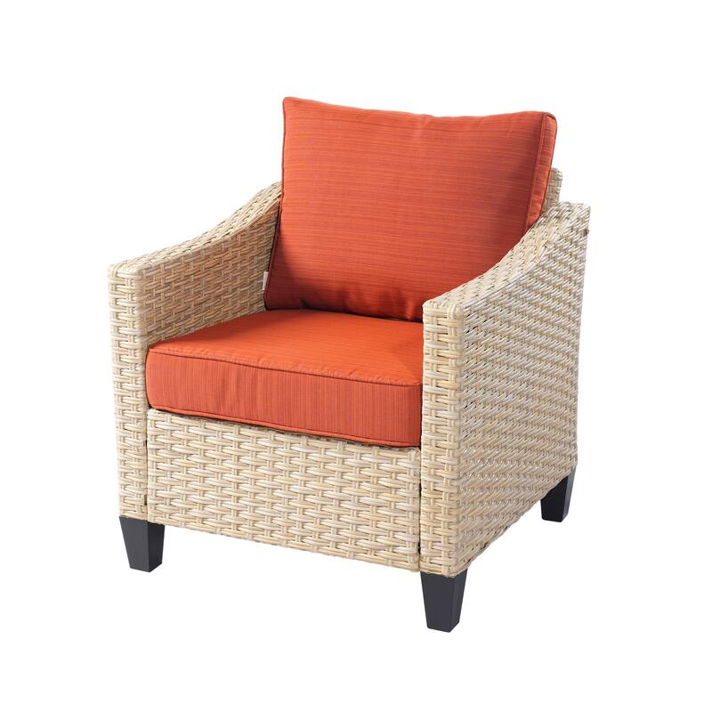 HOOOWOOO 9-piece Wicker Outdoor Patio Seating Set with Fire Pit Table