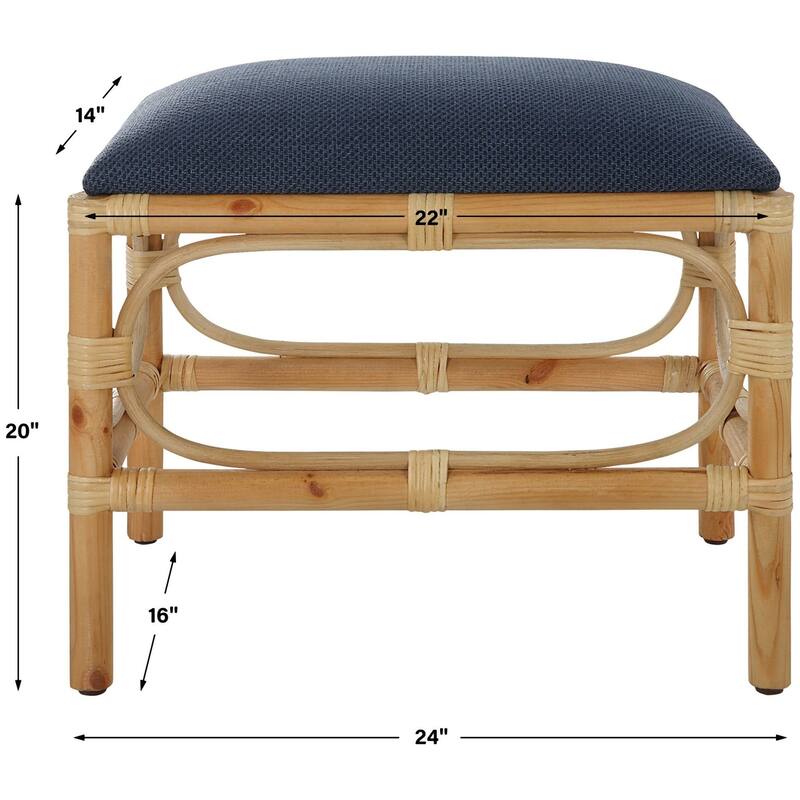 Uttermost 236-LAGUNA-BENCH-SMALL Laguna 24" Wide Framed Striped Bench