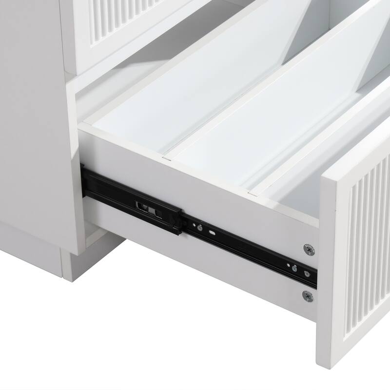 30" Freestanding Bathroom Vanity with Ceramic Sink and 2 Storage Drawers, Stylish Gray Floor Cabinet