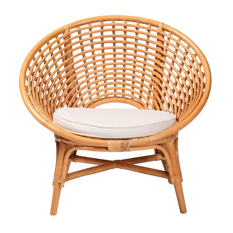 Aerin Modern Bohemian Natural Rattan Accent Chair