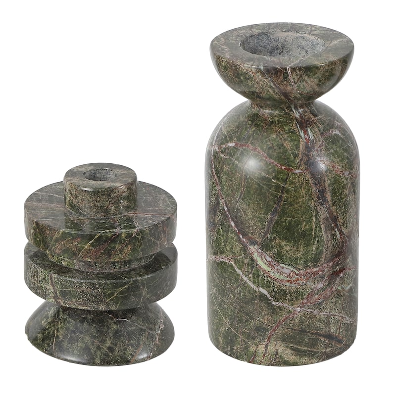 SAFAVIEH Home Thea Green/Red Marble Taper/Pillar Candle Holder Set of 2