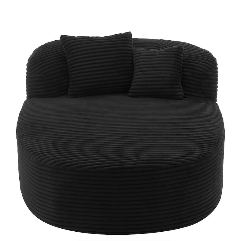 51.6" Chaise Lounge Sofa Bed - Boneless Couch with 2 Pillows - Compression Design for Living Room