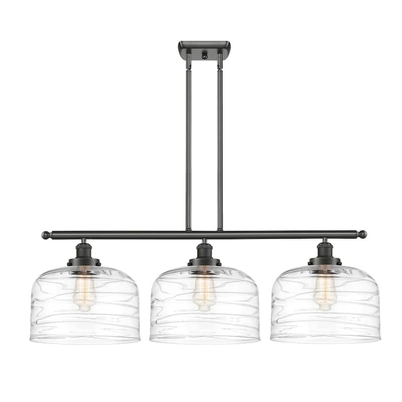 Innovations Lighting 916-3I-11-36-L Bell Linear Bell 3 Light 36" Wide - Oil Rubbed Bronze / Clear Deco Swirl