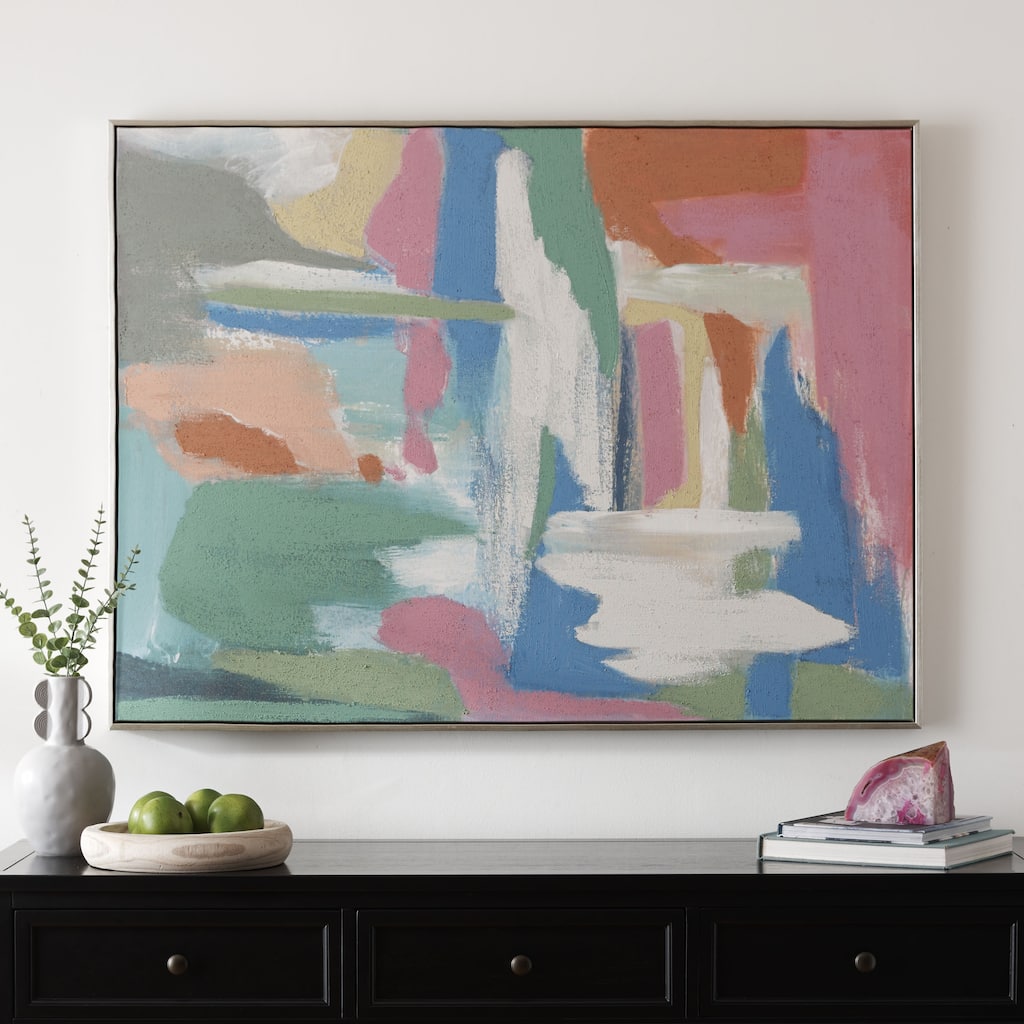 SAFAVIEH Hisami Stroke Of Genius 48 x 36 Framed Linen Canvas Wall Art - 46.9 In. W x 0.03 In. D x 34.9 In. H