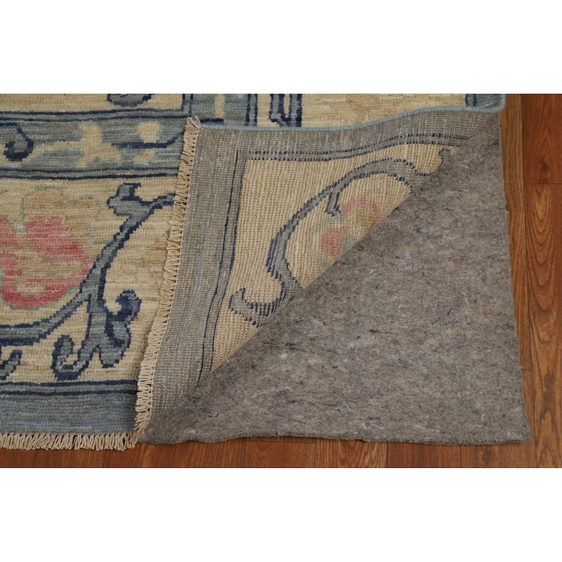 Hand Knotted Oriental 100% Wool Carpet Transitional All-Over Beige & Ivories Oushak Area Rug - 11' 9'' X 8' 10''