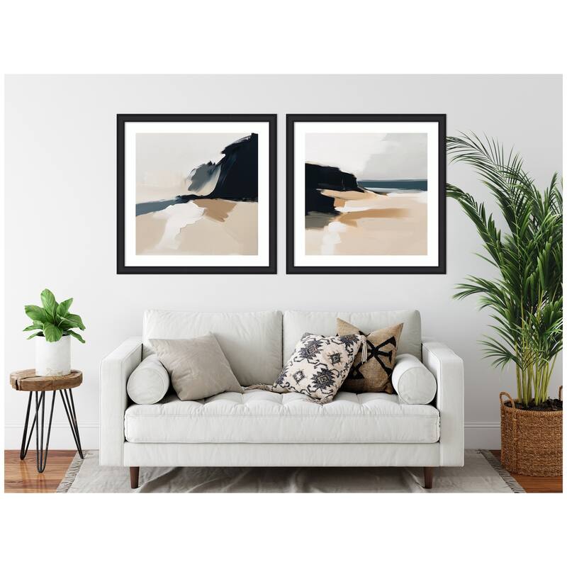 Kate and Laurel Coastal Sand Modern Abstract 1 & 2 2 Piece Framed Wall Art Print Set by The Creative Bunch Studio
