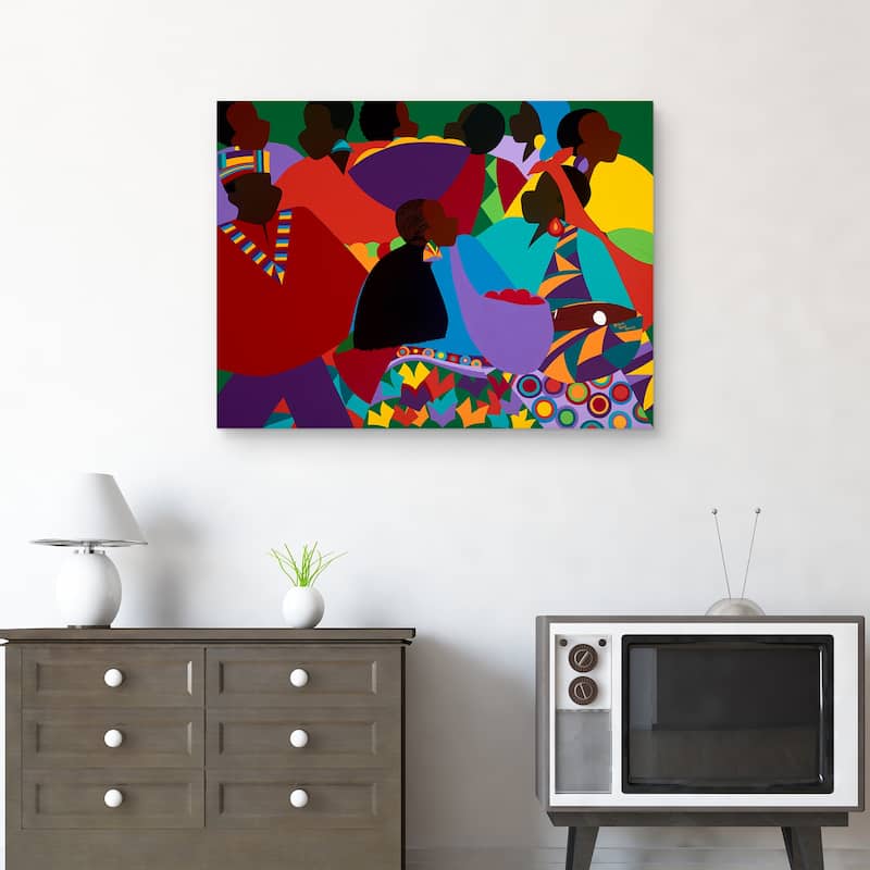 Masekela's Marketplace Congo by Synthia SAINT JAMES Canvas Art Print