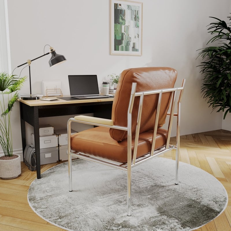 Momei 33.6"H Mid-Century Modern Armchair Stainless Steel Frame Accent Chair - 21.2"L x 24.2"W x 33.6"H