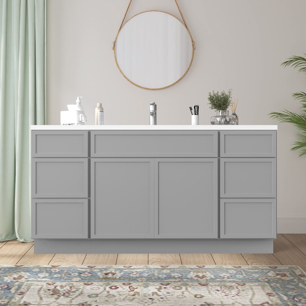 Vanity Art 66" Birch Freestanding Bathroom Vanity Cabinet without Top