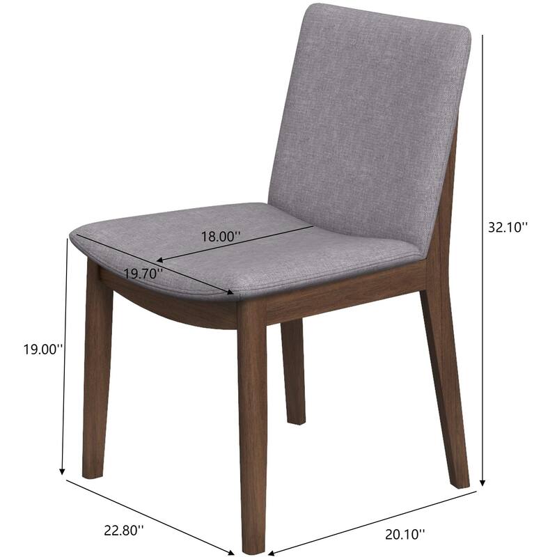 GDFStudio - Laura Mid-Century Modern Solid Wood Dining Chair Set with Upholstered Fabric, Set of 2 - 20"