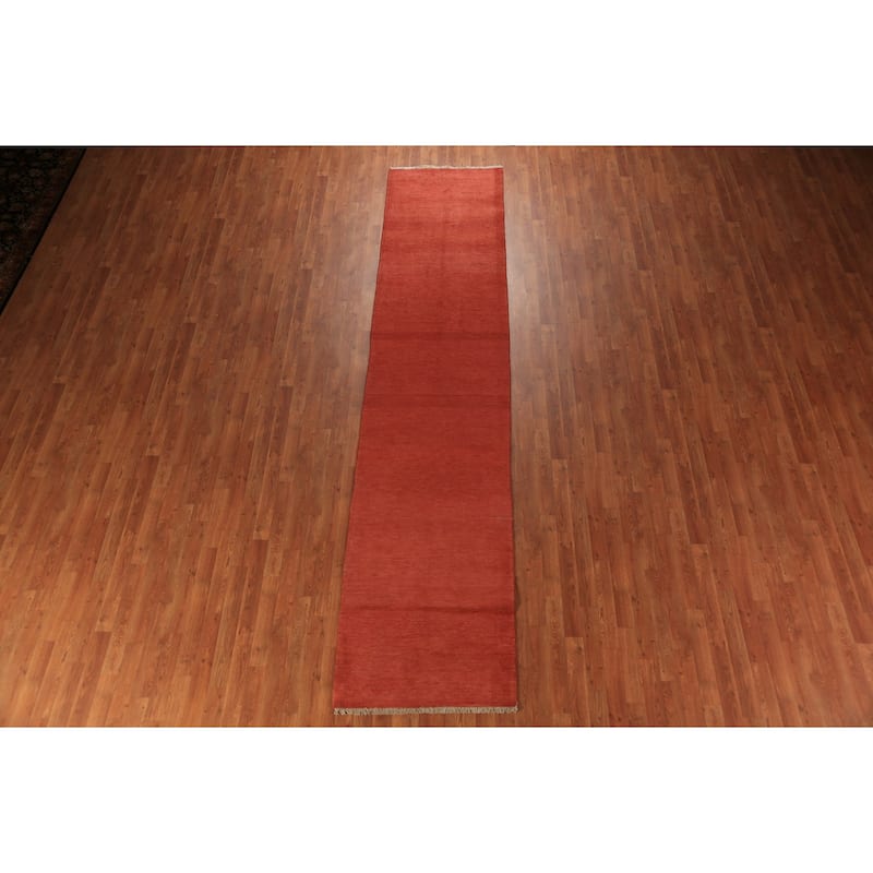 Gabbeh Oriental Runner Rug Hand-Knotted Wool Carpet - 2'9" x 12'10"