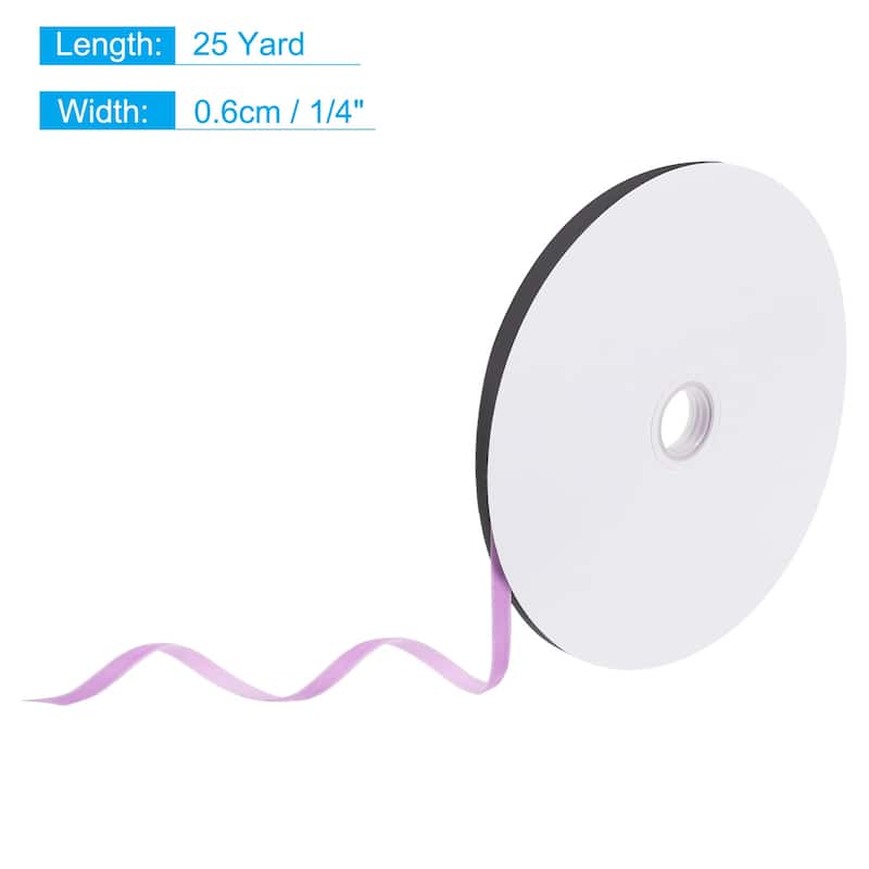 Velvet Ribbon 25 Yard Single Face Spool Silky for Gift Wrapping Decor - Purple - 1/4 Inch x 25 Yard
