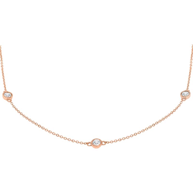 Marquee 1 Carat TW Bezel Set Diamond Station Necklace in 14K Rose Gold