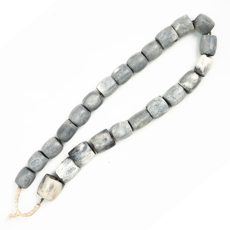 Artissance 15"L Cylindrical Gray Decorative Bone Beads, Home Accent Art Decor - Grey