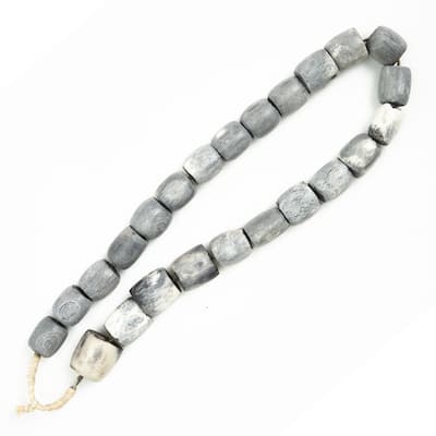 Artissance 15"L Cylindrical Gray Decorative Bone Beads, Home Accent Art Decor