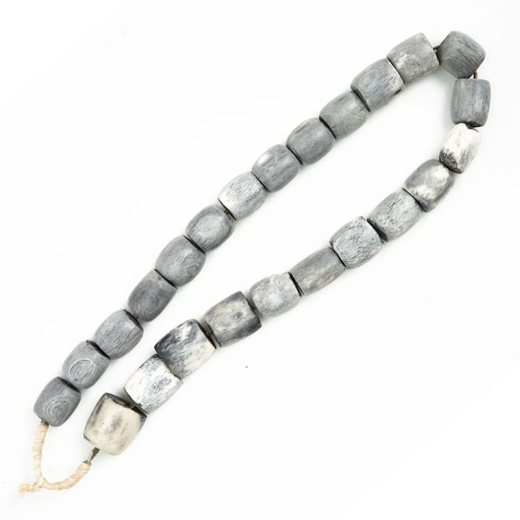 Artissance 15"L Cylindrical Gray Decorative Bone Beads, Home Accent Art Decor