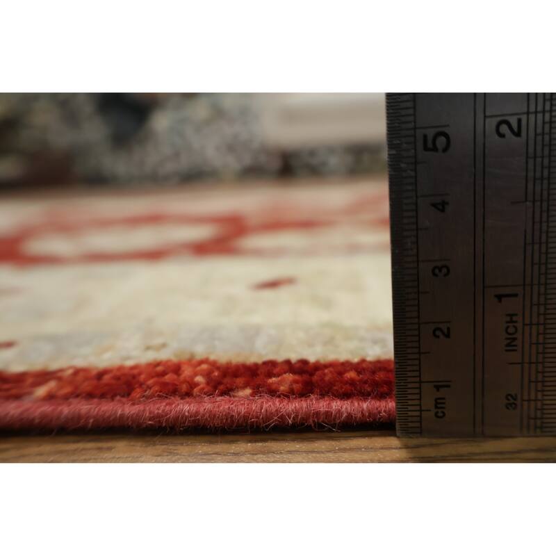 Hand Knotted Oriental 100% Wool Carpet Traditional Floral Red Peshawar Runner Rug - 9' 9'' X 2' 9''