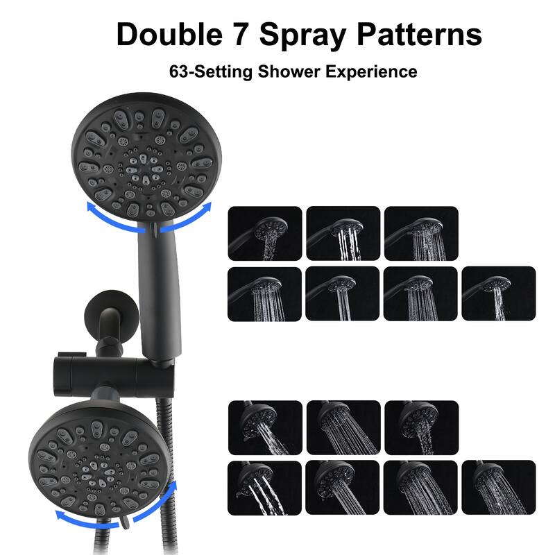 Proox 5 inch High Pressure Dual 2 in 1 Rain Showering Faucet Handheld Combo Set w/ Bathtub Spout