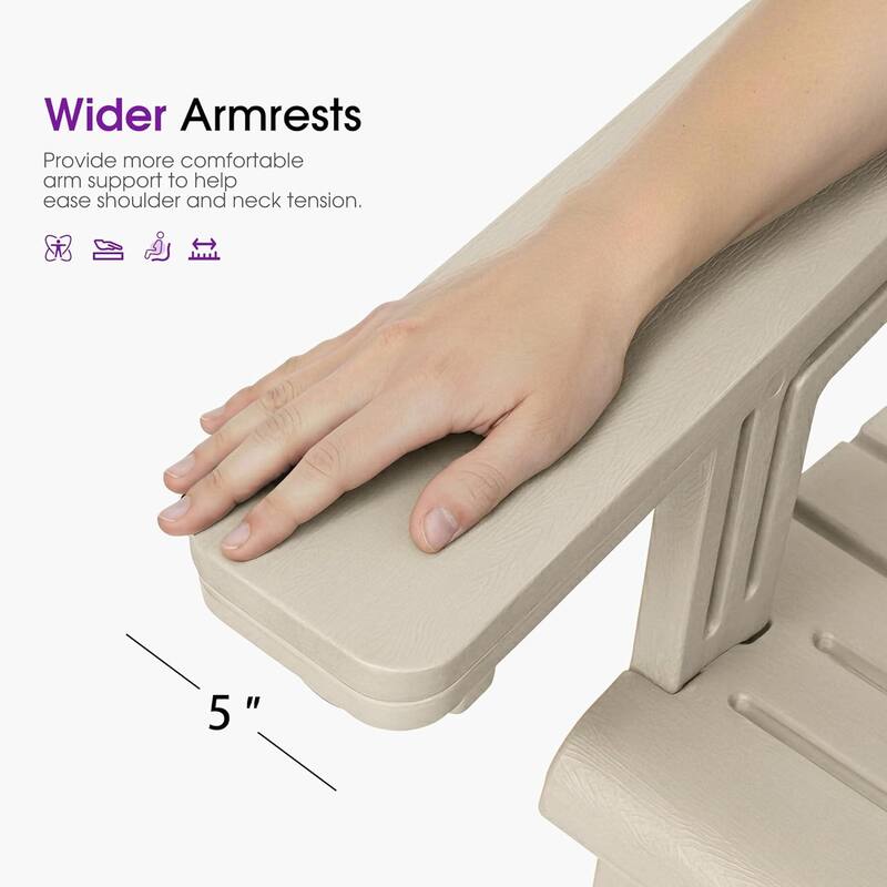 PURPLE LEAF All-Weather HDPE Adirondack Chair - Oversized Seat, Dual Cup Holders for Patio/Garden/Deck/Backyard