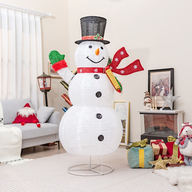 Gymax 6FT Lighted Christmas Snowman w/ Leds Christmas Pre-lit Yard