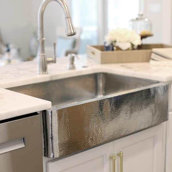slide 2 of 7, Lange Crafted Stainless Steel 32" Single Bowl Farmhouse Apron Front Undermount Kitchen Sink Polished