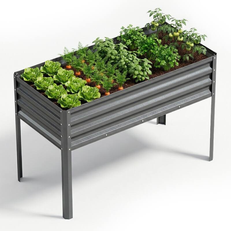 Pocassy Outdoor Metal Raised Garden Bed Planter Box for Vegetables.