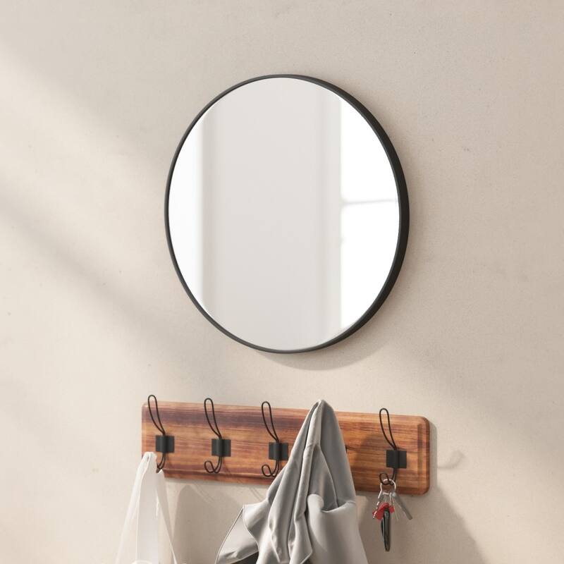 Accent Wall Mount Mirror with Metal Frame - Round Wall Mirror