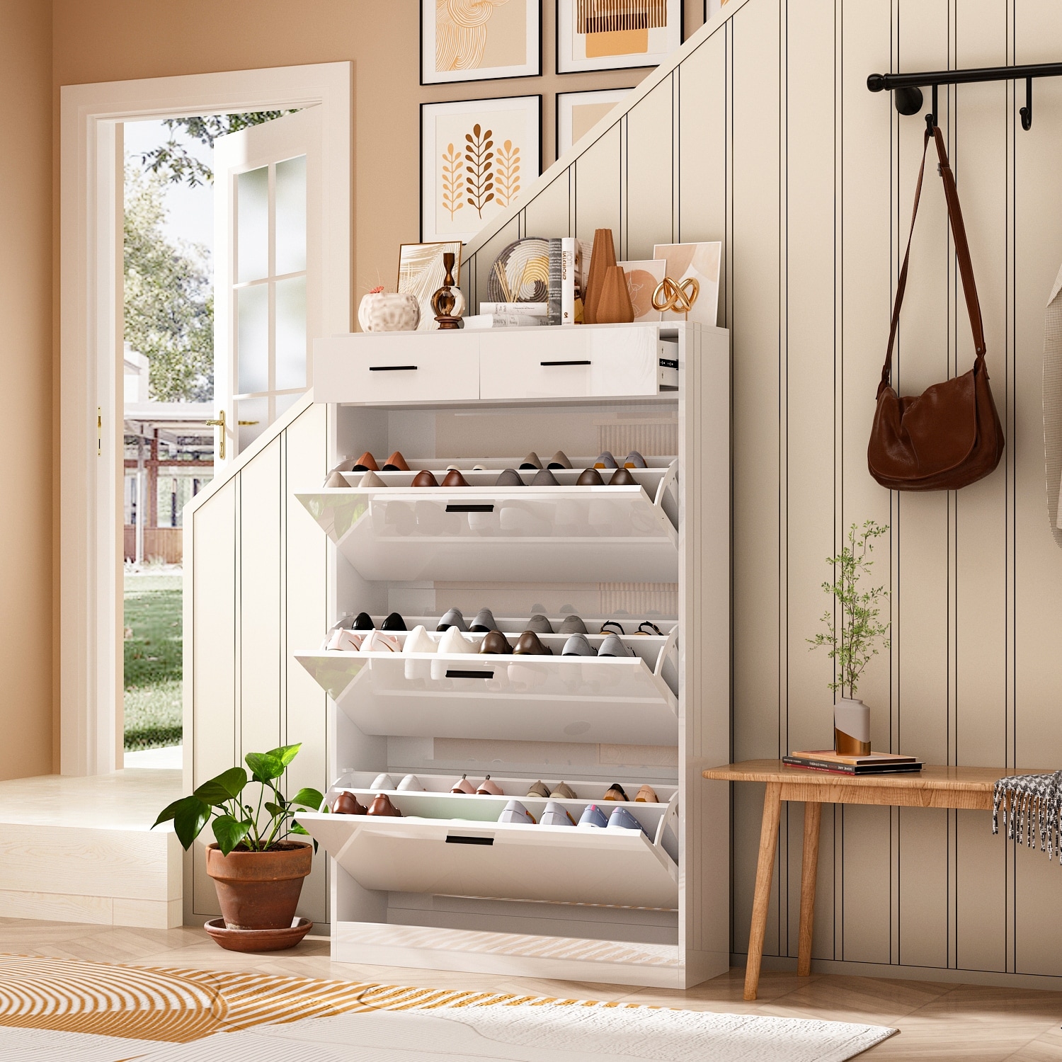 at Home 2-Tier Shoe Rack 24.0 x 13.8 x 9.0 Silver