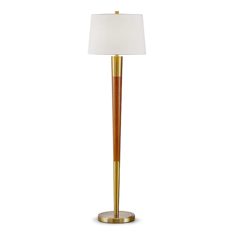 Manhattan Brushed Nickel/Walnut Finish Wood 62.5-inch H Floor Lamp