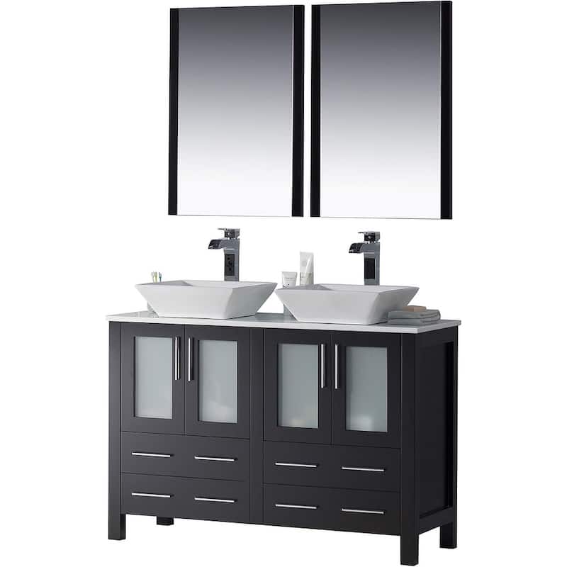 Blossom Sydney 48" Double Bathroom Vanity with Ceramic Sink & Mirrors - Espresso